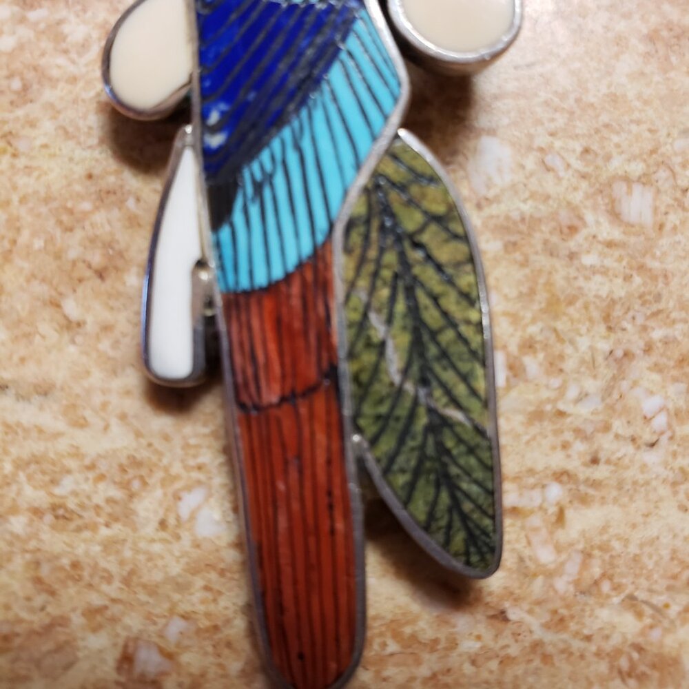 Vintage Harlan and Monica HM Coonsis Parrot / Macaw Pin / Pendant - Picture 3 of 6